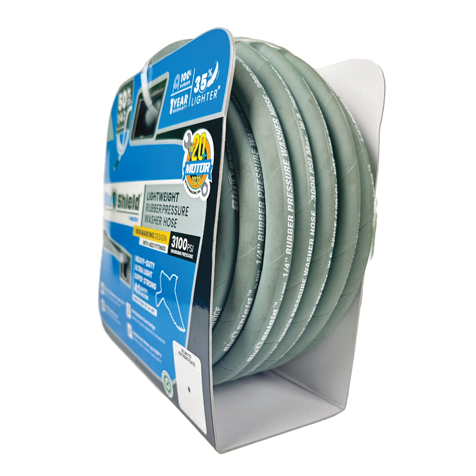 Blushield Pressure Washer Hose Non Marking 1/4" x 50' with M22
