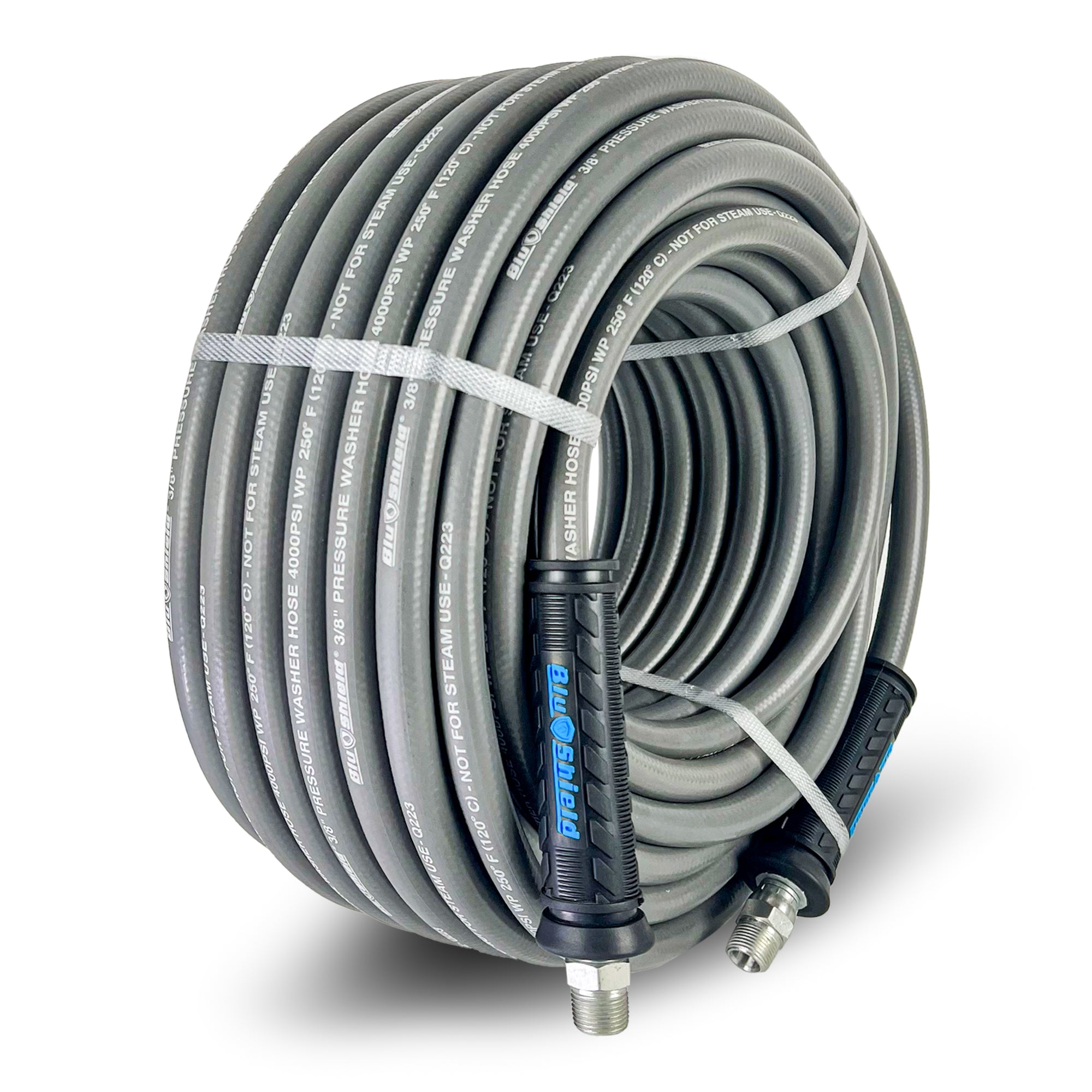 BluShield 3/8" Single Wire Pressure Washer Replacement Hose with NPT Fittings, 4000PSI
