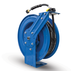 BluShield 1/4" Pressure Washer Retractable Hose Reel with M22, Polyester Braided Hose, 6' Lead-in Hose